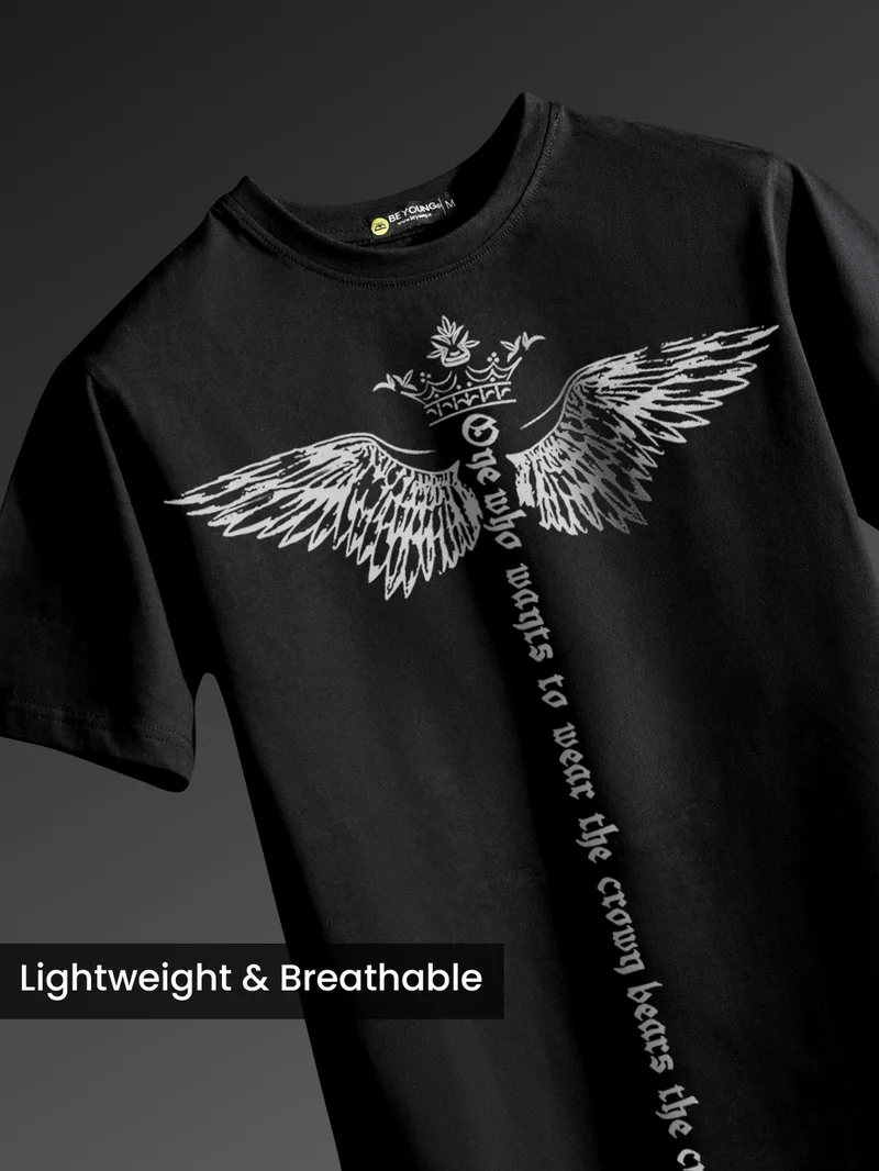بيونغ Winged Half Sleeve Printed T-shirt
