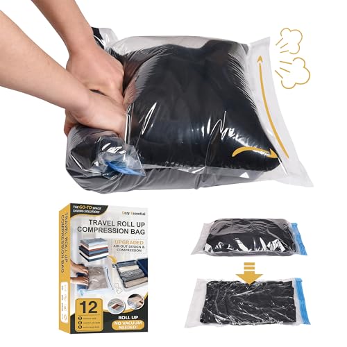 Cozy Essential Compression Bags for Travel - Travel Essentials - 12 Pack Space Saver Bags - No Vacuum Needed - Compression Packing Bags for Cruise Accessories - Image 1