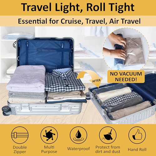 Cozy Essential Compression Bags for Travel - Travel Essentials - 12 Pack Space Saver Bags - No Vacuum Needed - Compression Packing Bags for Cruise Accessories - Image 2