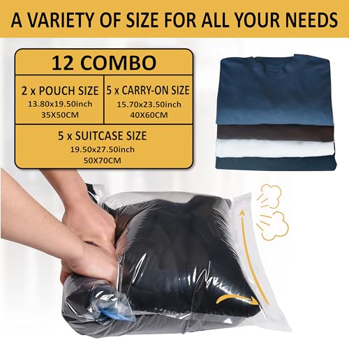 Cozy Essential Compression Bags for Travel - Travel Essentials - 12 Pack Space Saver Bags - No Vacuum Needed - Compression Packing Bags for Cruise Accessories - Image 3
