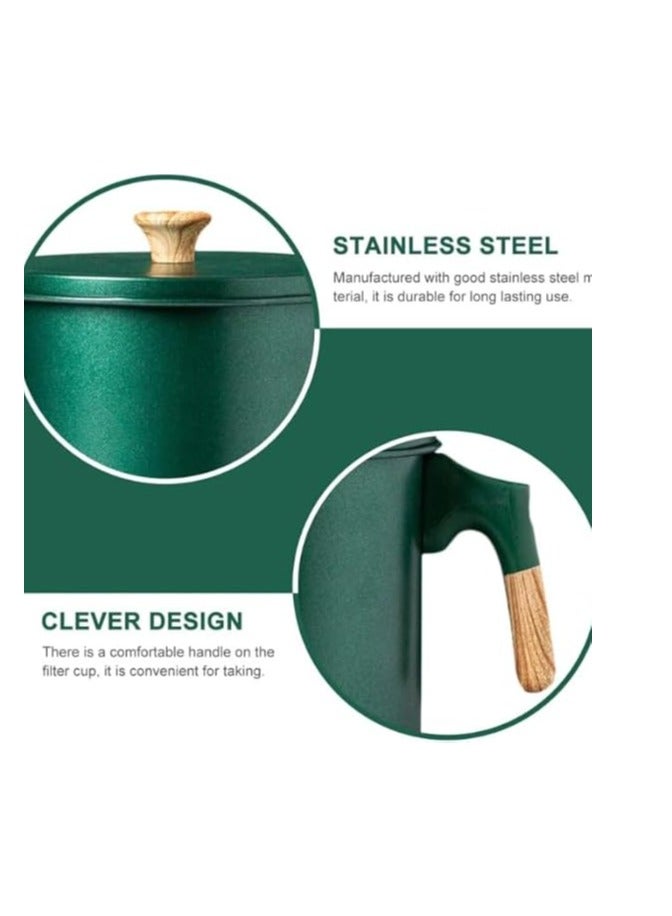 1.4 L Modern Stylish Style Iron Oil Strainer Container with Strainer and Lid -Dark Green Color - Image 3