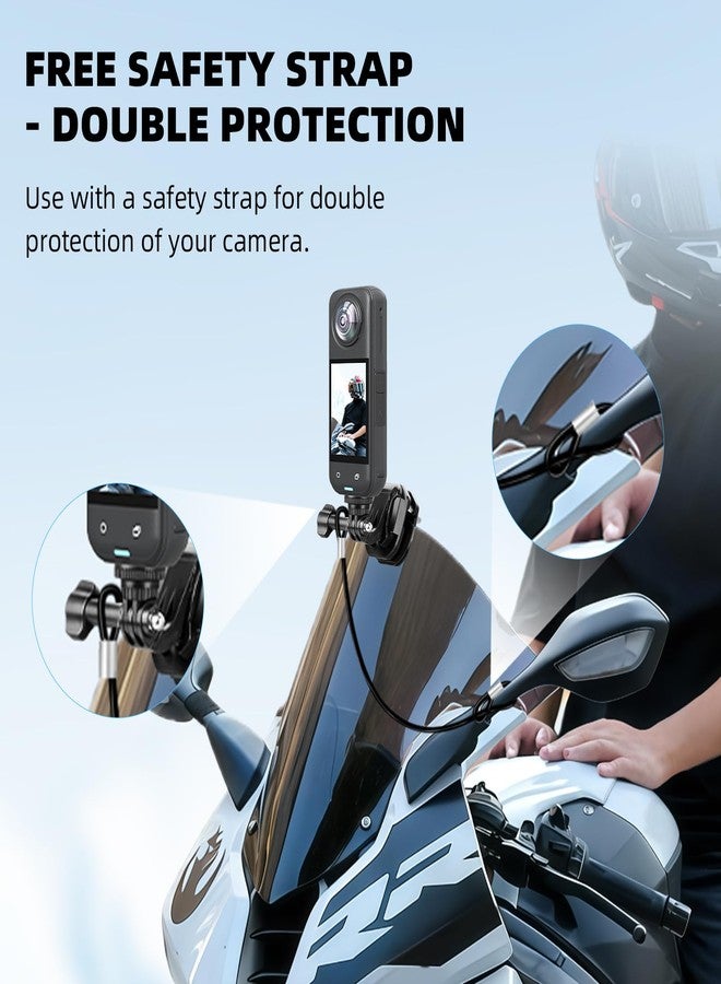 Flymile Motorcycle Windshield Clip Mount for Insta360 X5/X4/X3, Motorbike Windscreen Aluminum Metal Clamp Quick Release for GoPro Hero, for DJI Osmo Action 5/4/3/Pocket 3/360 Camera Accessories - Image 5