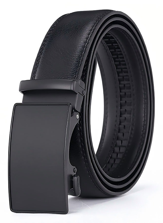 Men's Belt, Ratchet Belt Men's, Black Belt With Adjustable Automatic Buckle Genuine Leather Belt, Men's Casual Belt - Image 1