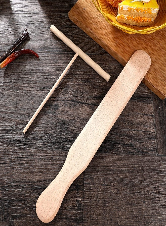 هيموتون طقم مكشطة الكريب، يتضمن ملعقة فرد الكريب وملعقة مسطحة، وملعقة مسطحة للفطائر، بأحجام مناسبة لجميع أنواع صواني الكريب | مصنوع من خشب الزان على شكل حرف T - Image 3