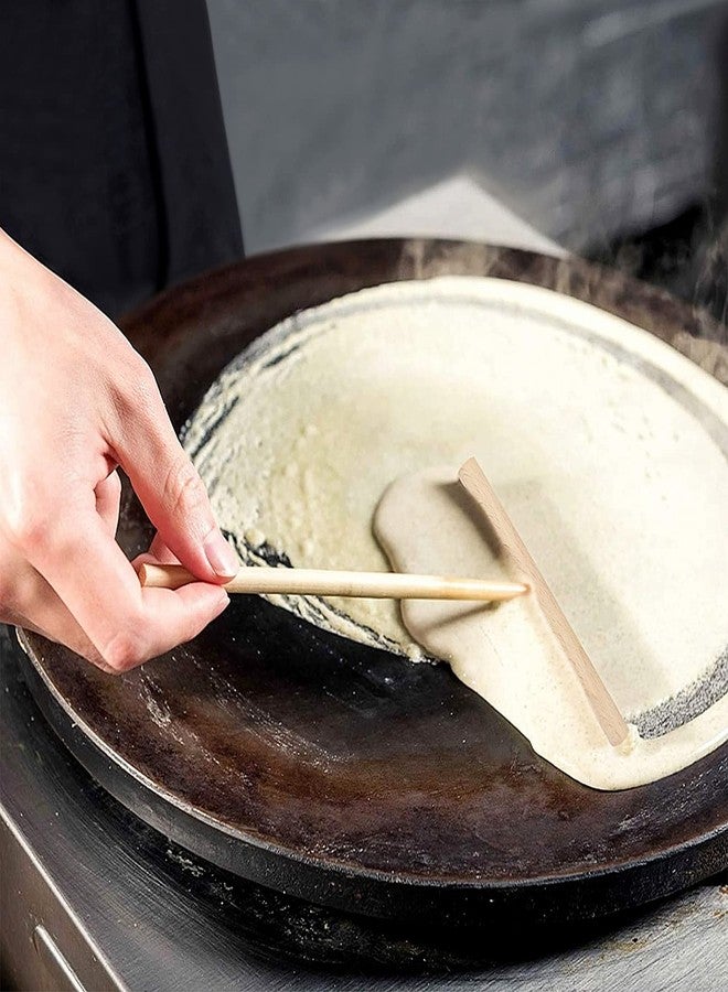 هيموتون طقم مكشطة الكريب، يتضمن ملعقة فرد الكريب وملعقة مسطحة، وملعقة مسطحة للفطائر، بأحجام مناسبة لجميع أنواع صواني الكريب | مصنوع من خشب الزان على شكل حرف T - Image 5