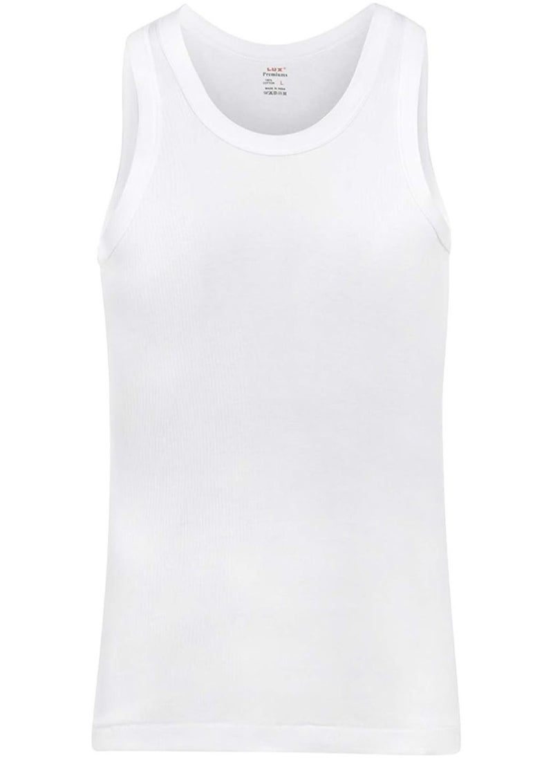 Lux Vest – [Pack of 6] White, Pure Cotton Vest with 3X1 Rib, Comfortable Fit, Sleeveless Men’s Undershirt with 3X1 Rib  - Image 1