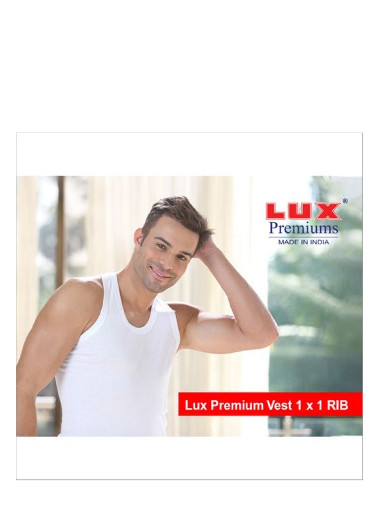 Lux Vest – [Pack of 6] White, Pure Cotton Vest with 3X1 Rib, Comfortable Fit, Sleeveless Men’s Undershirt with 3X1 Rib  - Image 3