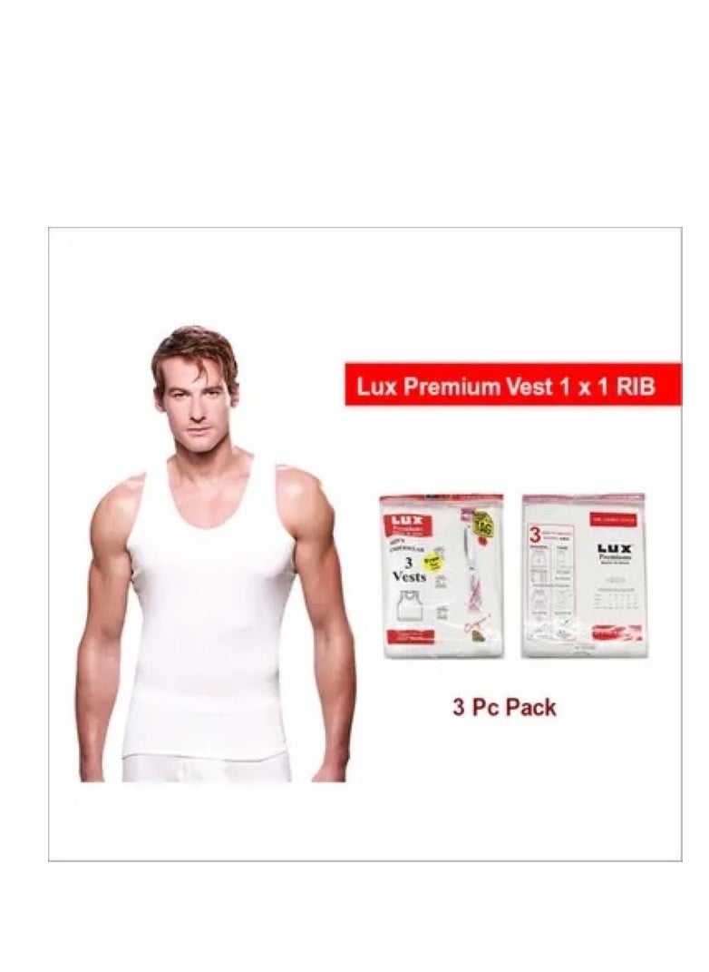 Lux Vest – [Pack of 6] White, Pure Cotton Vest with 3X1 Rib, Comfortable Fit, Sleeveless Men’s Undershirt with 3X1 Rib  - Image 5