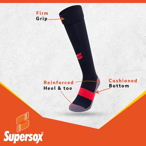 Supersox Football Stockings For Men & Women - Knee Length Socks With Cushioned Sole, Odour Free & Superior Grip Socks For Football/Soccer, Pack Of 1 (Black, Cotton) - Image 3