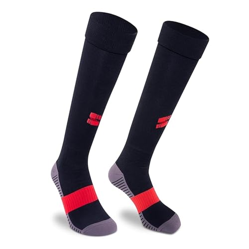Supersox Football Stockings For Men & Women - Knee Length Socks With Cushioned Sole, Odour Free & Superior Grip Socks For Football/Soccer, Pack Of 1 (Black, Cotton) - Image 1