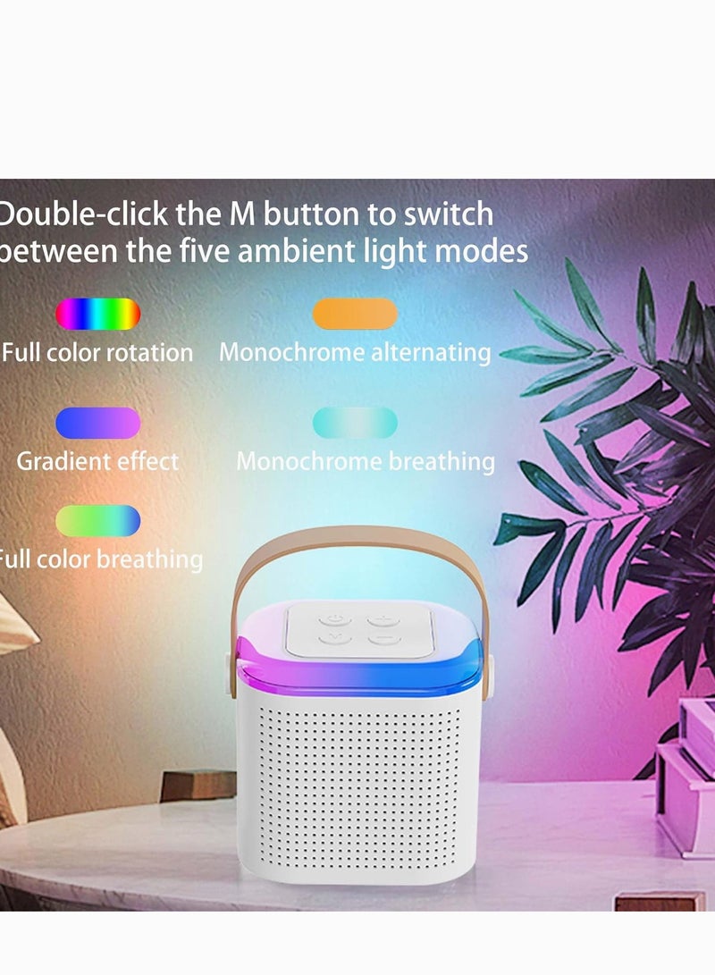 YUNSYE Mini Karaoke Machine,Portable Bluetooth Speaker with 2 Wireless Microphone, Funny Toys for Girls Boy Ages 4-12 Years Old, colorfull Lights,  for Kids Birthday Home Party white color - Image 5