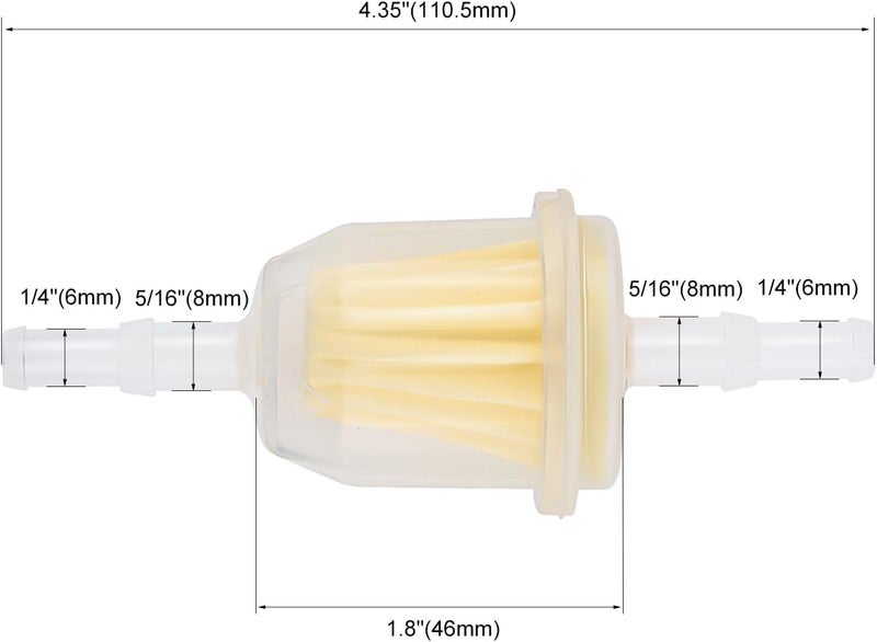 Butom AM116304 Inline Fuel Filter 25 050 22-S Fits 1/4" 5/16" ID Fuel Line For John Deer GY20709 X300 Z335E LA115 D130 LX188 X320 318 D105 E100 Z425 Stens 120-436 Kohler 7000 Series Engine - Image 2