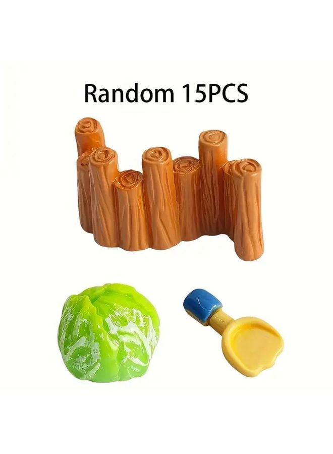 Random 15pcs Mini Cabbage Shovel Fence Resin Garden Ornament DIY Craft Decoration - Image 1