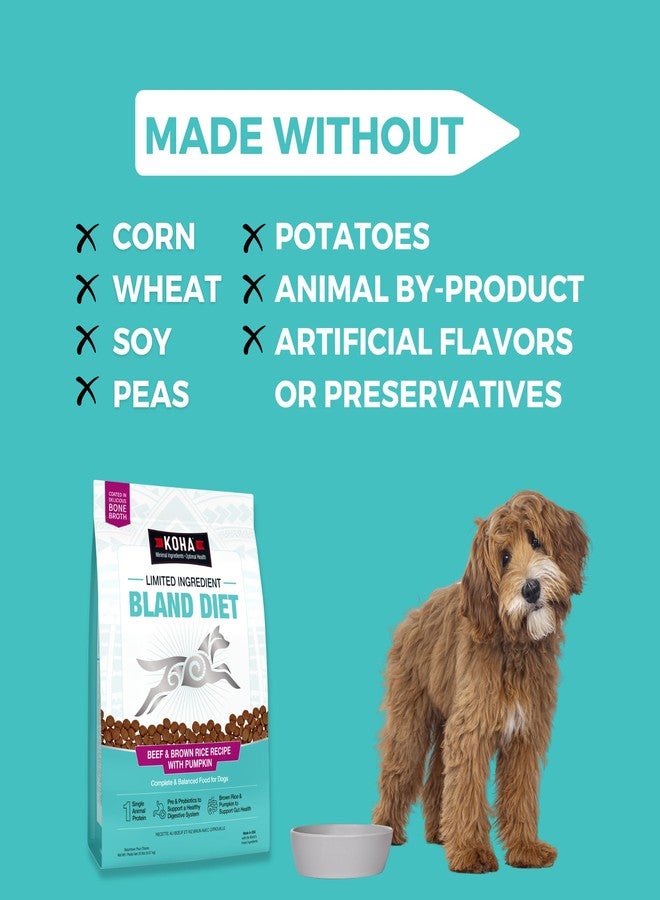 KOHA Limited Ingredient Bland Diet Dry Food for Dogs - Beef & Brown Rice Recipe, Sensitive Stomach Dog Food - Pumpkin for Digestive Support, 3.5 lbs - Image 4