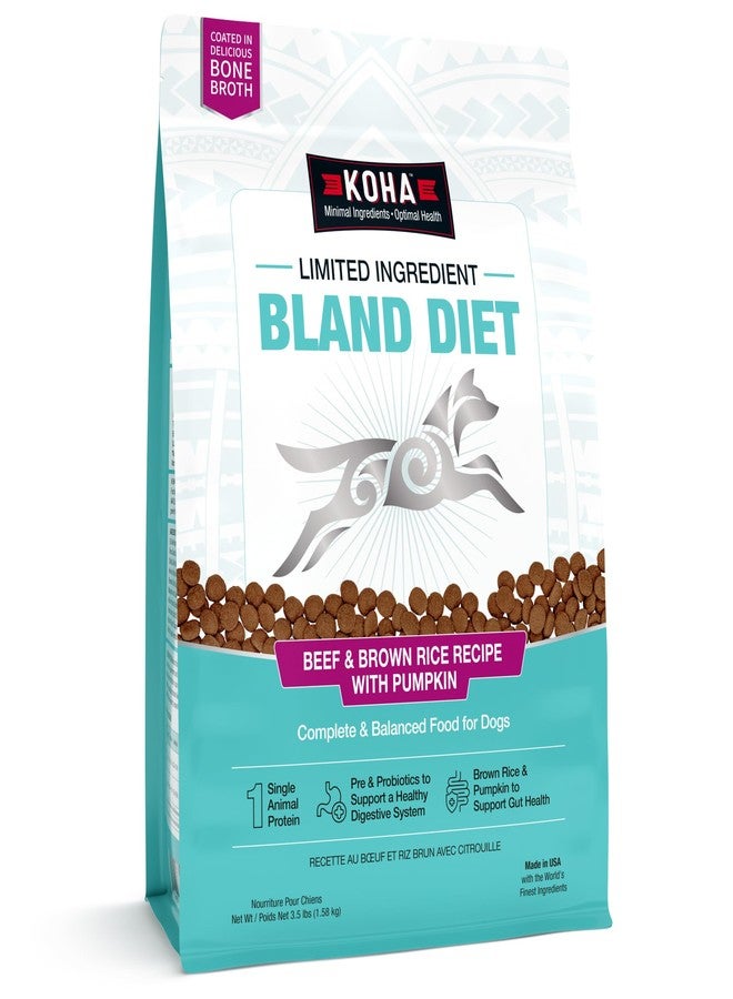 KOHA Limited Ingredient Bland Diet Dry Food for Dogs - Beef & Brown Rice Recipe, Sensitive Stomach Dog Food - Pumpkin for Digestive Support, 3.5 lbs - Image 1