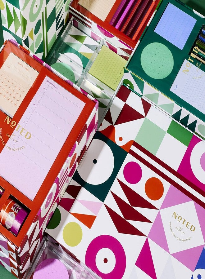 بوست-إت علبة هدايا Post-it Noted by Printed Notes، مجموعة من 5 قطع، ألوان دافئة، تتضمن ملاحظات لاصقة دائرية، ملاحظات لاصقة لتتبع العادات، ملاحظات لاصقة أسبوعية، 3 أقلام، 3 أشرطة واشي (NTD-Box-LRD) - Image 4