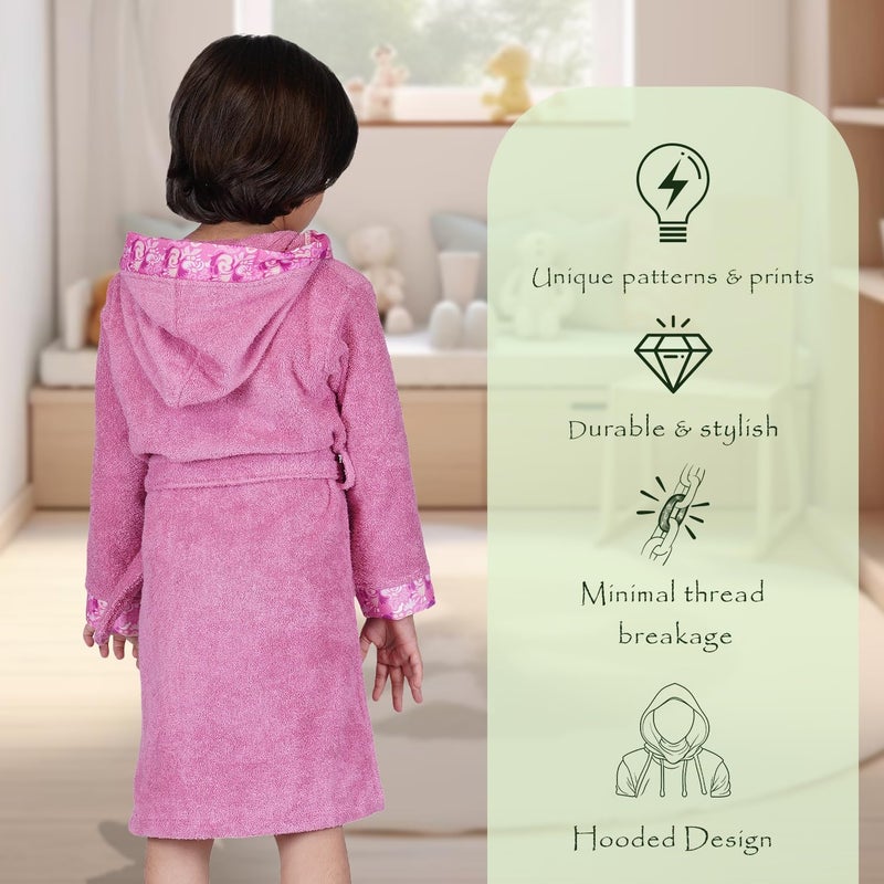 Rangoli Premium 100% Bamboo Kids Bathrobe, 600 GSM Ultra Soft, Hooded Bathrobe for Boys & Girls (7-8 Year, Purple) - Image 3