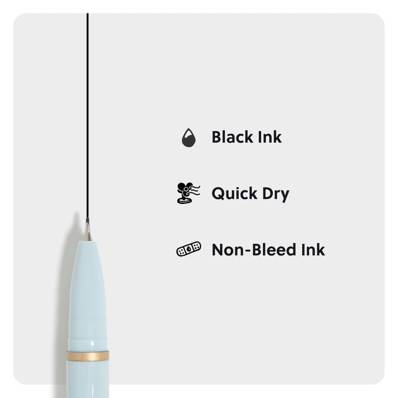 U Brands Catalina Felt Tip Pens, Set of 6 Black Ink Pens, Classic, Elegant Standard, Medium (0.7 mm) Point - Image 4