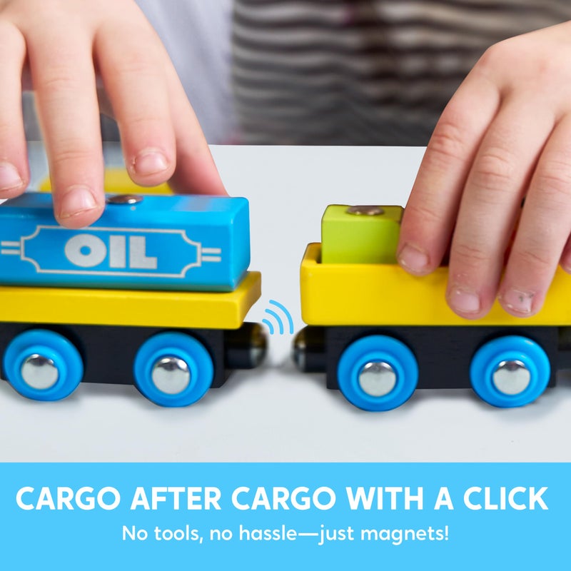 SYNCFUN Montessori Wooden Train Toy Set for Kids, 12PCS Magnetic Train Cars with Storage Gift Box, STEM Educational Toy for Boys & Girls, Ages 2-8 Years, Easter Birthday Party Gift - Image 3