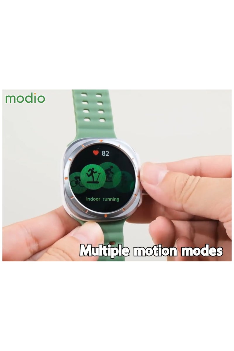 modio Modio SM05 Smartwatch with HD Calling Sim Card Support With 3 Pair Straps Charging Cable Designed for Men Silver - Image 5