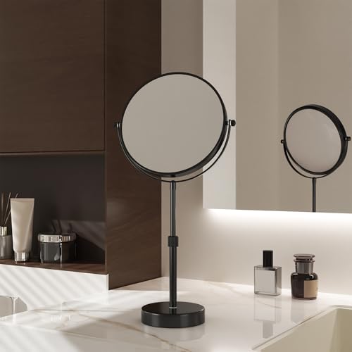 Nicesail 19 Inch Tall Makeup Mirror with 10X Magnification, 8 Inch Magnifying Mirror Tabletop with Pedestal, Height Adjustable Black (8 Inch, 10X) - Image 2