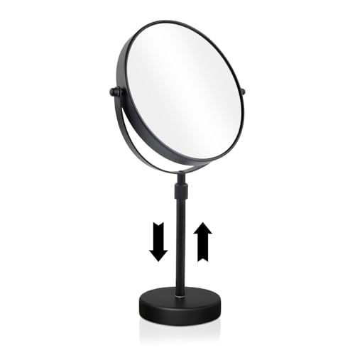 Nicesail 19 Inch Tall Makeup Mirror with 10X Magnification, 8 Inch Magnifying Mirror Tabletop with Pedestal, Height Adjustable Black (8 Inch, 10X) - Image 1