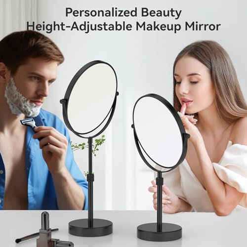 Nicesail 19 Inch Tall Makeup Mirror with 10X Magnification, 8 Inch Magnifying Mirror Tabletop with Pedestal, Height Adjustable Black (8 Inch, 10X) - Image 5
