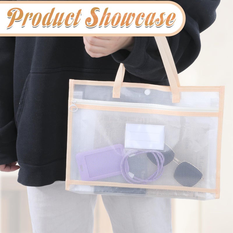 Qulkws 13.4x9.5 Inch Portable Project Bags for Quilting Knitting Stitching and Embroidery, Sewing Bag with Zipper and Double Pockets, Transparent Mesh Project Bags for Craft Organizer Storage - Image 4