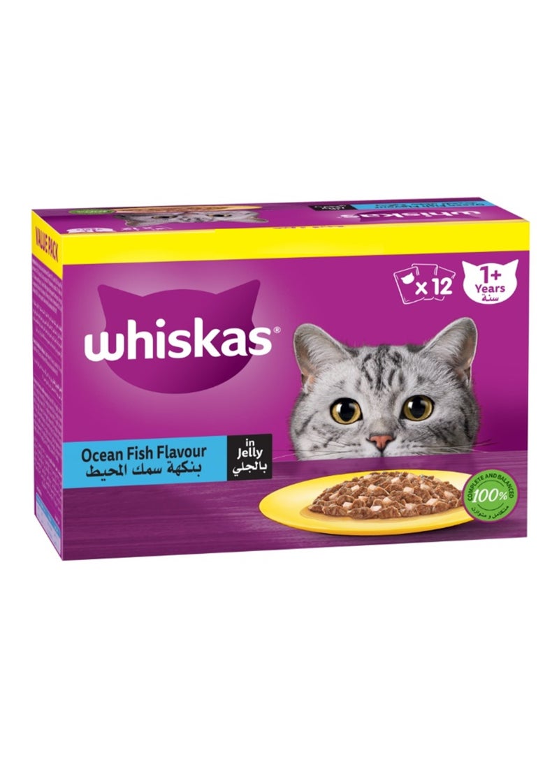 Whiskas Ocean Fish Flavour in Jelly Wet Cat Food 12 x 80g  - Image 1