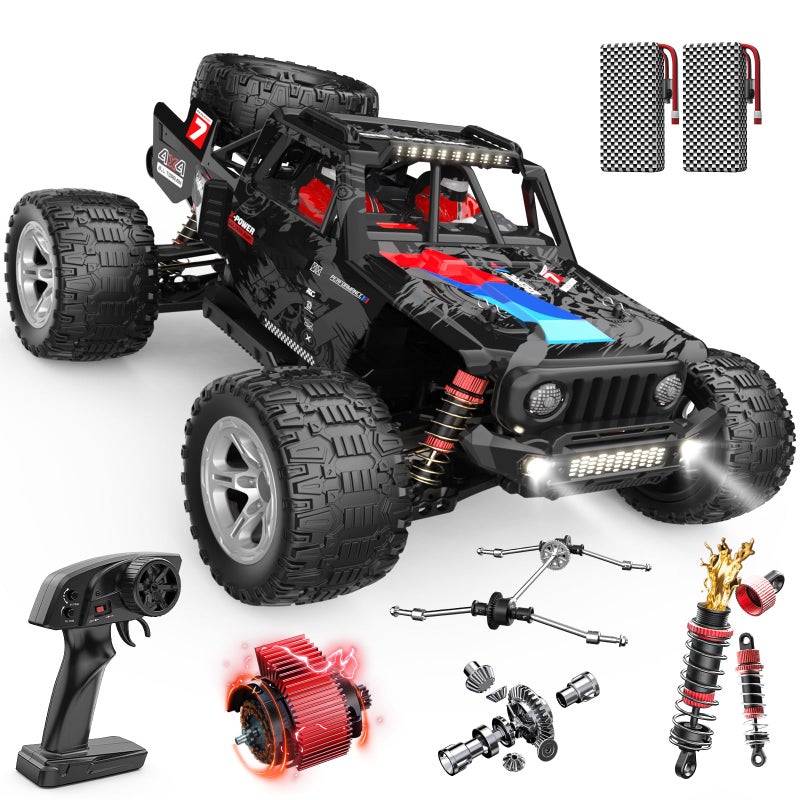 DEERC 1/10 Brushless RC Car for Adults, 60 KMH 4x4 3S Fast RC Trophy Truck with Spare Tire, Waterproof Off-Road Remote Control Monster Truck, All Terrain High Speed RC Car Gift for Boys - Image 1