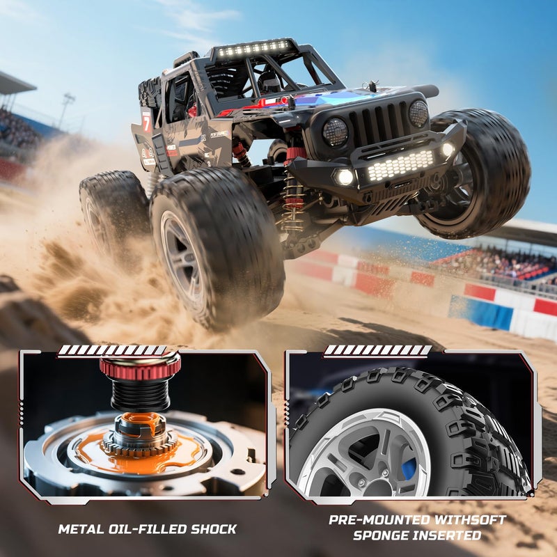 DEERC 1/10 Brushless RC Car for Adults, 60 KMH 4x4 3S Fast RC Trophy Truck with Spare Tire, Waterproof Off-Road Remote Control Monster Truck, All Terrain High Speed RC Car Gift for Boys - Image 5