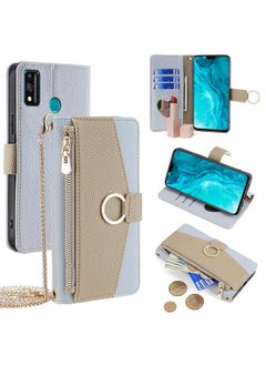 زبون جراب هاتف Honor 9X Lite Crossbody مصنوع من الجلد بنسيج الليتشي  - Image 1
