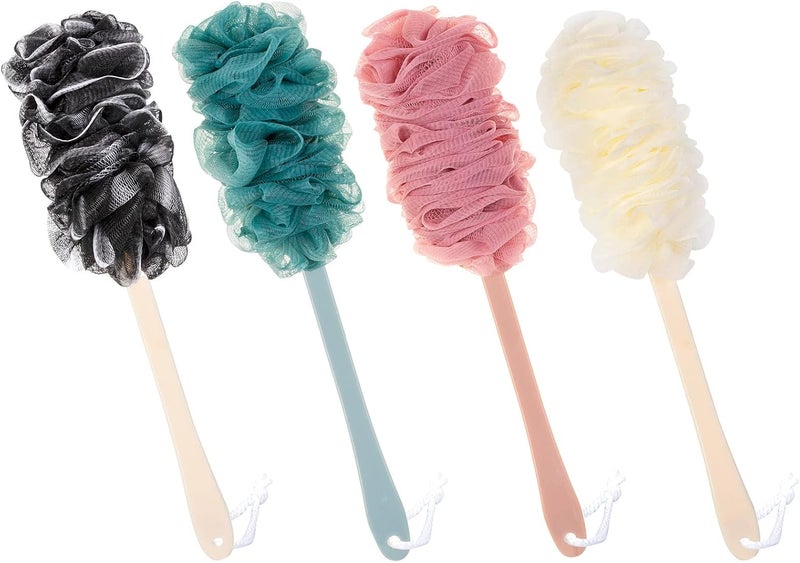 Arswin Back Scrubber for Shower Loofah Long Handle Bath Body Brush (4Pack-Four Color) - Image 1