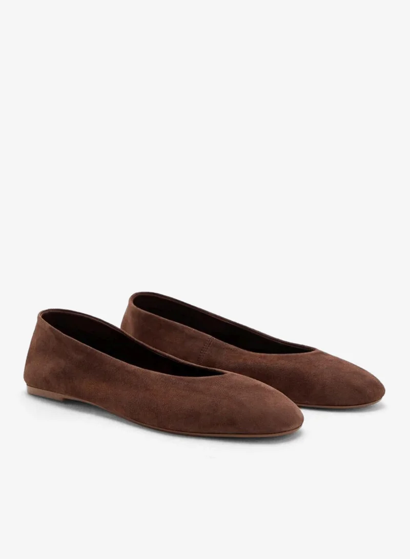 MANGO Suede leather ballet flats