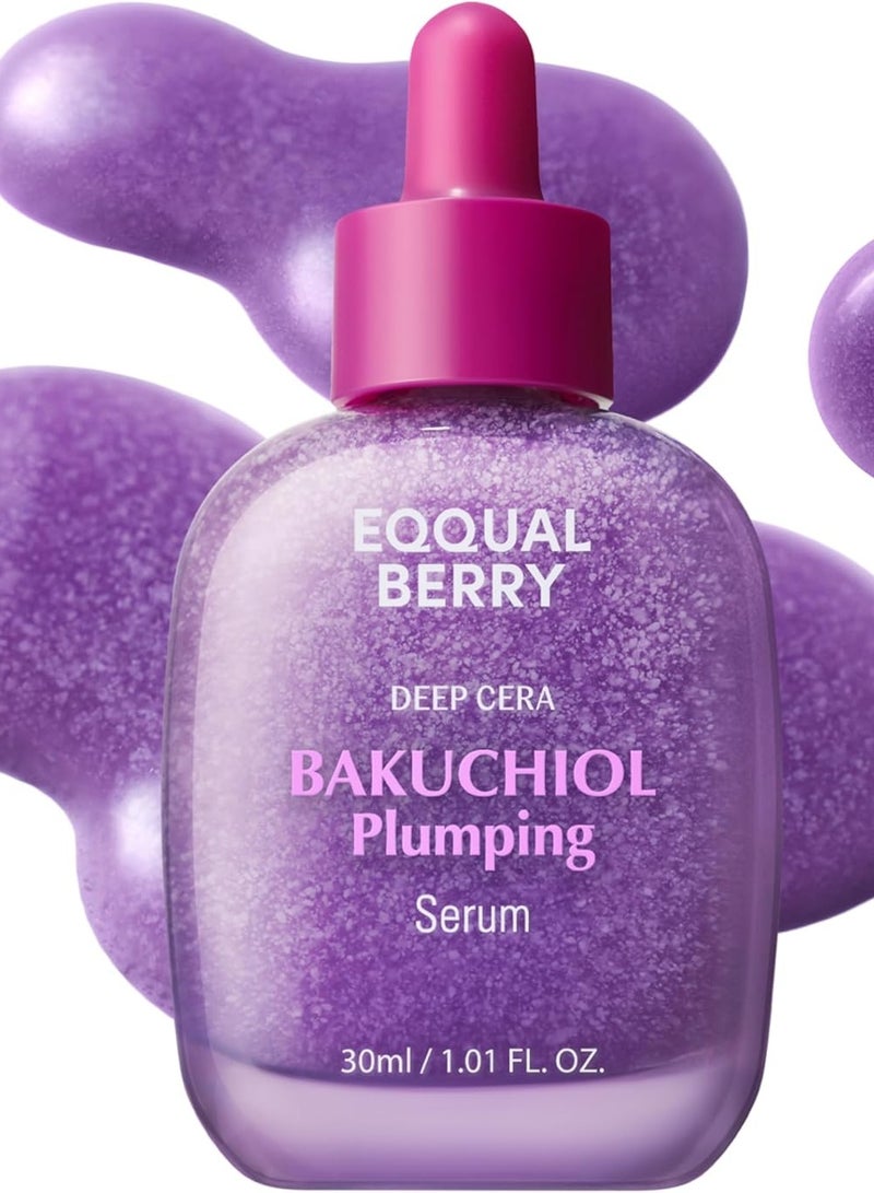 إيكوالبيري Eqqualberry Bakuchiol Plumping Serum - مسام وتجاعيد الحد الأدنى مع Bakuchiol | ريتينول بديل للجلد الحساس | يعزز الحزم والمرونة مع السيراميد والببتيدات ، 1.01 أوقية / 30 مل - Image 1