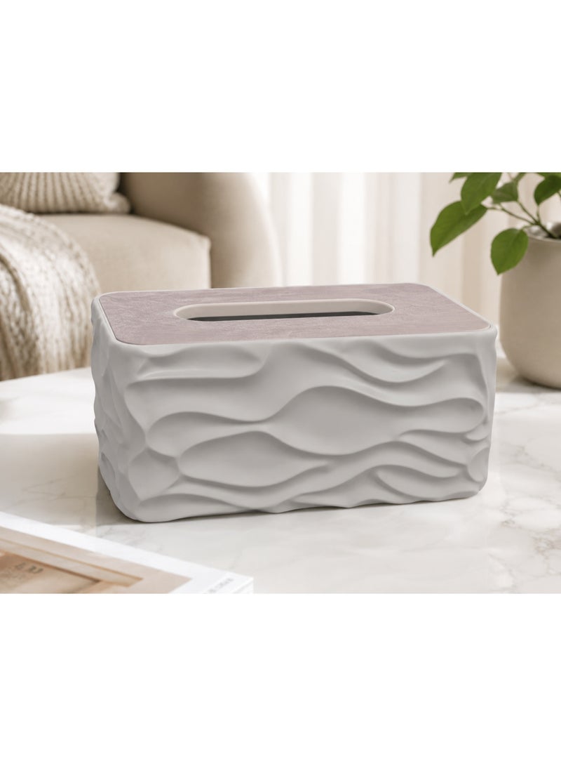 Decorative 3D-design tissue box with a wooden lid – stylish tissue holder for home and office – suitable for the living room, bathroom, and bedroom. - Image 1