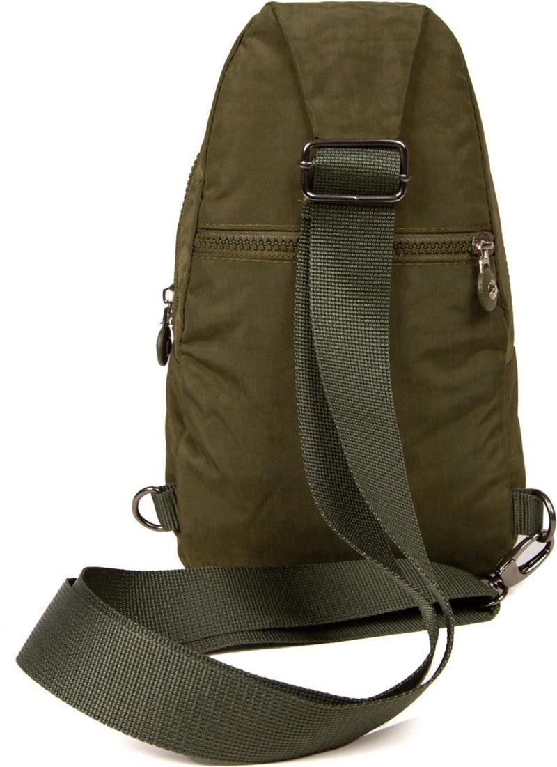 Newish Polo Khaki Crinkle Fabric Waterproof Crossbody Bag  - Image 3