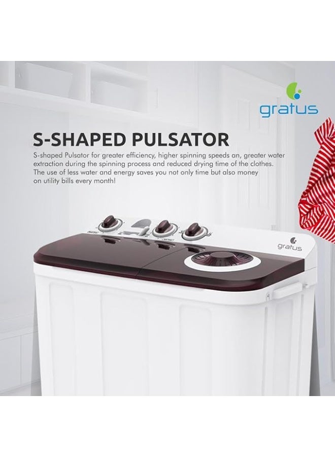 gratus 12 KG Top‑Load Semi‑Automatic Washing Machine — White | Lint Filter & Spin‑Dry | Model GSWM12KCDX1 - Image 5