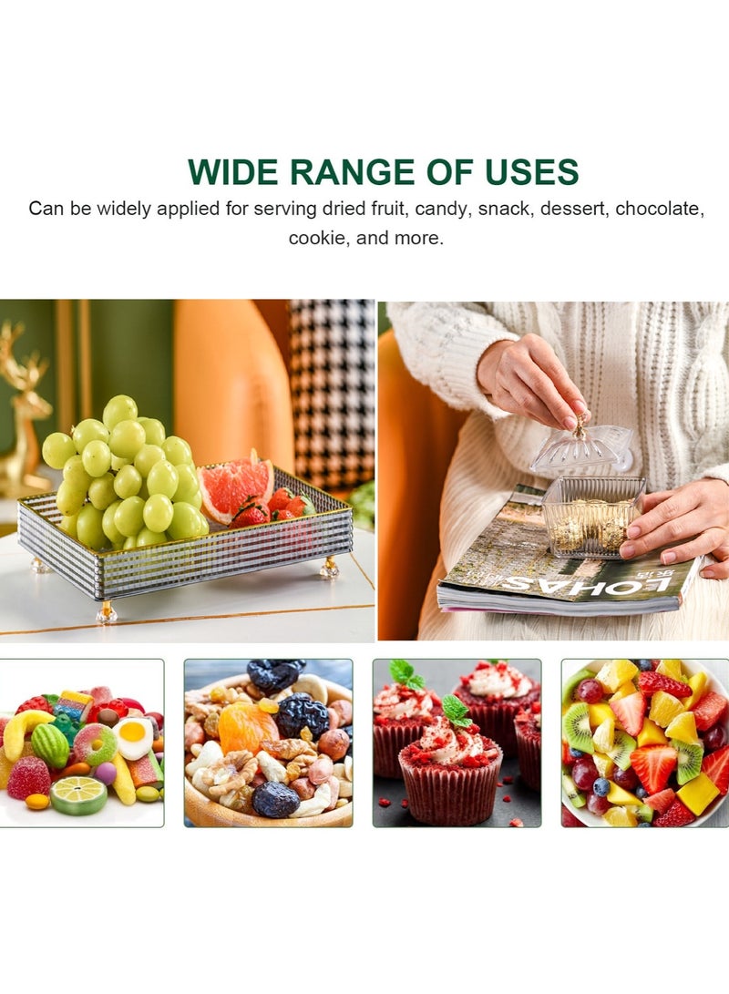 6 Pieces Snack Serving Tray with Lid,Multipurpose Light Luxury Fruits and Snack Storage Bowls,Divided Serving Dishes ,Clear Candy Nut Serving Container Set with Metal Rack Serving Bowls for Candy, Fruits, Nuts Portable Snack Platters Storage Box  (Grey)  - Image 5