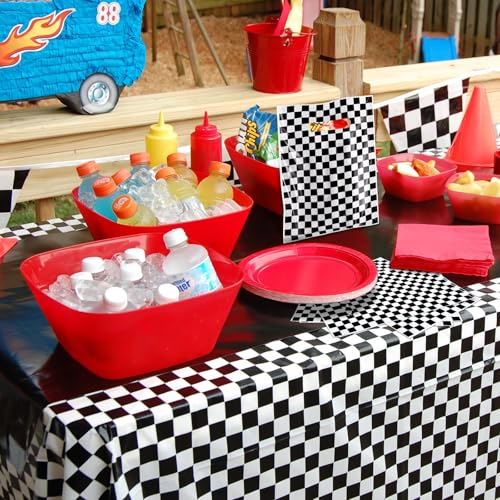 Hxezoc 50 Pieces Race Car Party Bags Plastic Checkered Bags Practical Gift Bags Car Party Favors for Race Car Theme Birthday Party Decoration Supplies - Image 2
