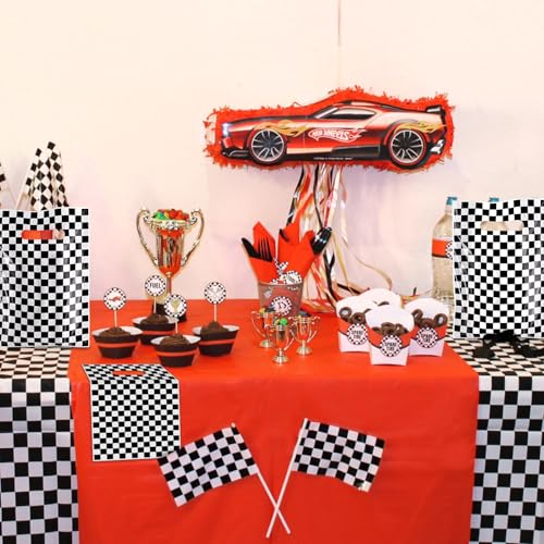 Hxezoc 50 Pieces Race Car Party Bags Plastic Checkered Bags Practical Gift Bags Car Party Favors for Race Car Theme Birthday Party Decoration Supplies - Image 3