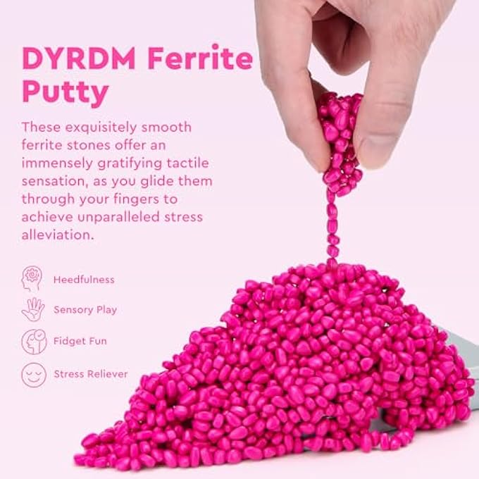 DYRDM 1000+ Original Ferrite Putty Rose Red, Fidget Toy Ferrite Stones for Stress Relief, Sensory Toy for Adults & Teens 14+, Holiday Stocking Stuffer, Ferrite Rocks Fidget Present for Office - Image 2