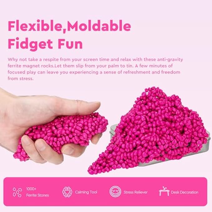 DYRDM 1000+ Original Ferrite Putty Rose Red, Fidget Toy Ferrite Stones for Stress Relief, Sensory Toy for Adults & Teens 14+, Holiday Stocking Stuffer, Ferrite Rocks Fidget Present for Office - Image 3