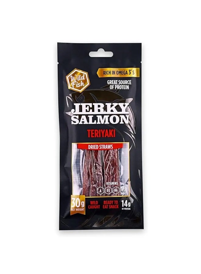 erky Salmon Teriyaki Flavor 30g – High Protein Seafood Snack, Wild-Caught Pink Salmon, Ready-to-Eat Dried Fish Snack