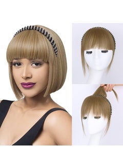 G&T Wig GT Ash Blonde Human Hair Toppers with Rhinestone Band for Women Clip in Bangs with Band Straight Hairpiece for Thinning Hair Ash Blonde 