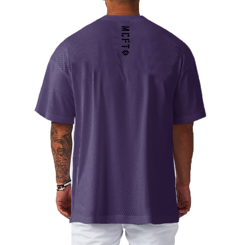 Men'S Plus Size Loose Short Sleeve Oversized Fitness Bodybuilding T-Shirt Summer Mesh Breathable Sports Casual Top - Image 4