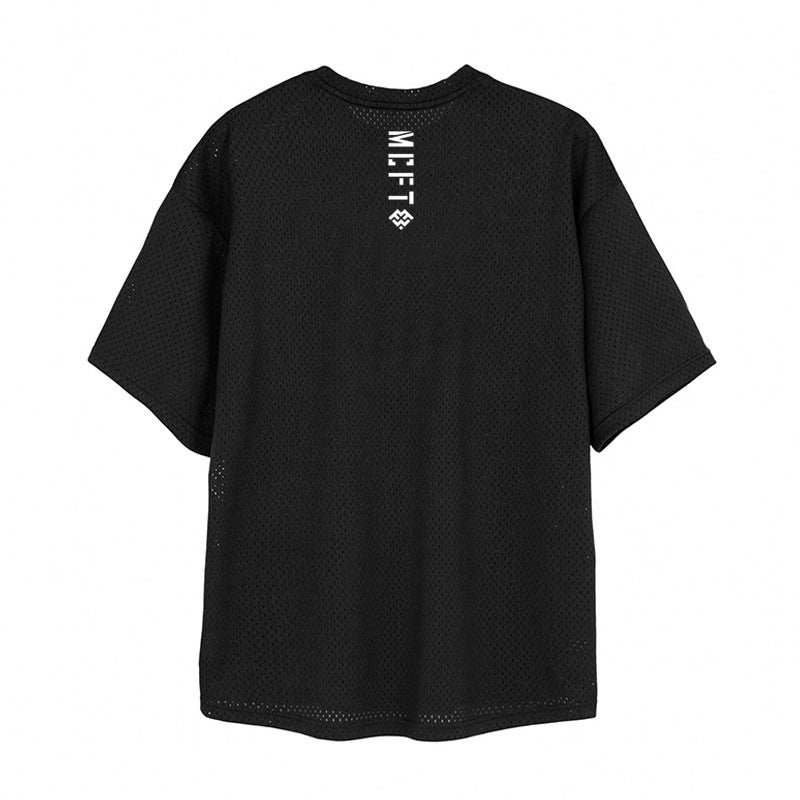 Men'S Plus Size Loose Short Sleeve Oversized Fitness Bodybuilding T-Shirt Summer Mesh Breathable Sports Casual Top - Image 1