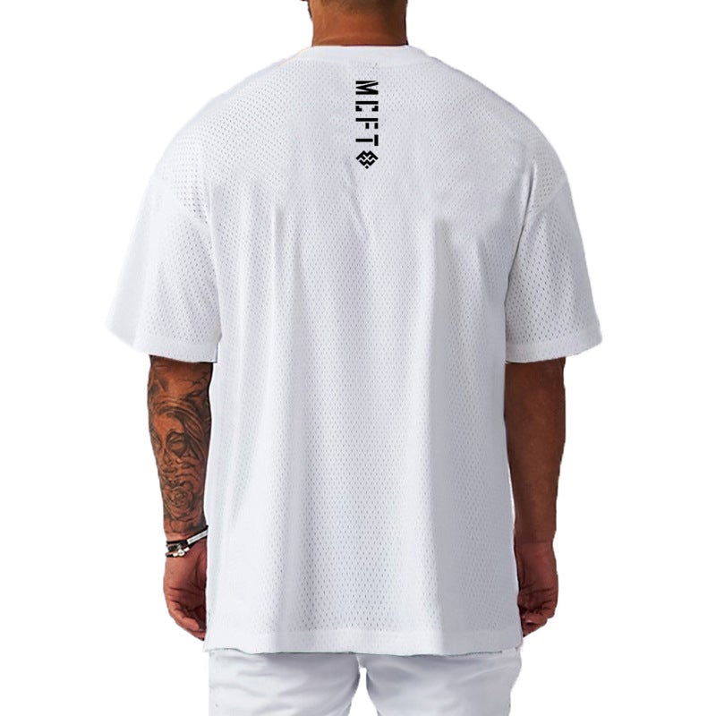 Men'S Plus Size Loose Short Sleeve Oversized Fitness Bodybuilding T-Shirt Summer Mesh Breathable Sports Casual Top - Image 2