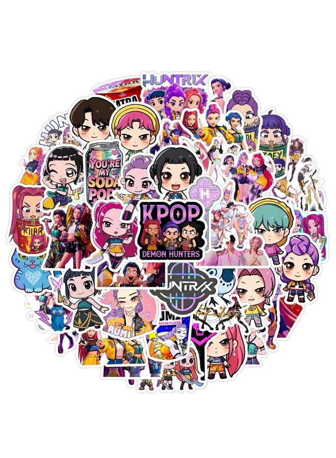 50Pcs Huntrix K-POP Demon Hunters Vinyl Stickers, Anime Girl Group Waterproof Decals for Laptop, Water Bottle, Skateboard, K-POP Fans Party Favors, DIY Decorations - Image 2