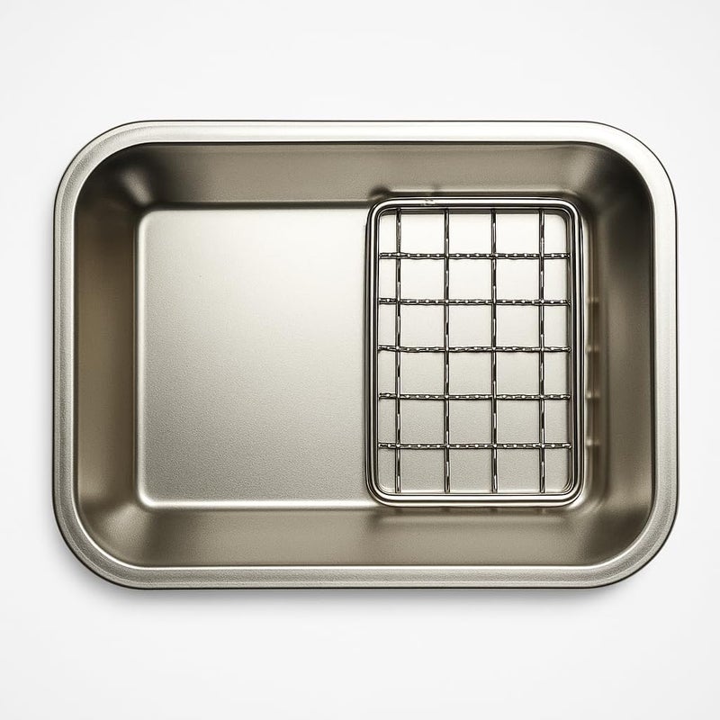 Crega Stainless Steel Square Baking Tray with Cooling Rack, Multipurpose Cake Baking Tray, Small Baking Tray for Oven, Air Fryer Baking Tray, Cooking Rack & Serving Tray for Snacks, Cookies, - Image 1
